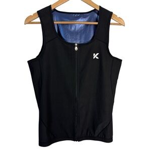 Kewlioo Snug & Tight Fit Sauna Vest Mens S/M Black Zip Front Tight Athletic EUC